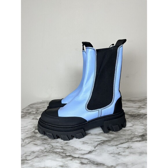 GANNI Placid Blue Mid Chelsea Boots Size EU 36, US 6 NEW